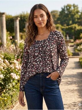 Floral Print Pullover Top, Women’s M, Multicolor